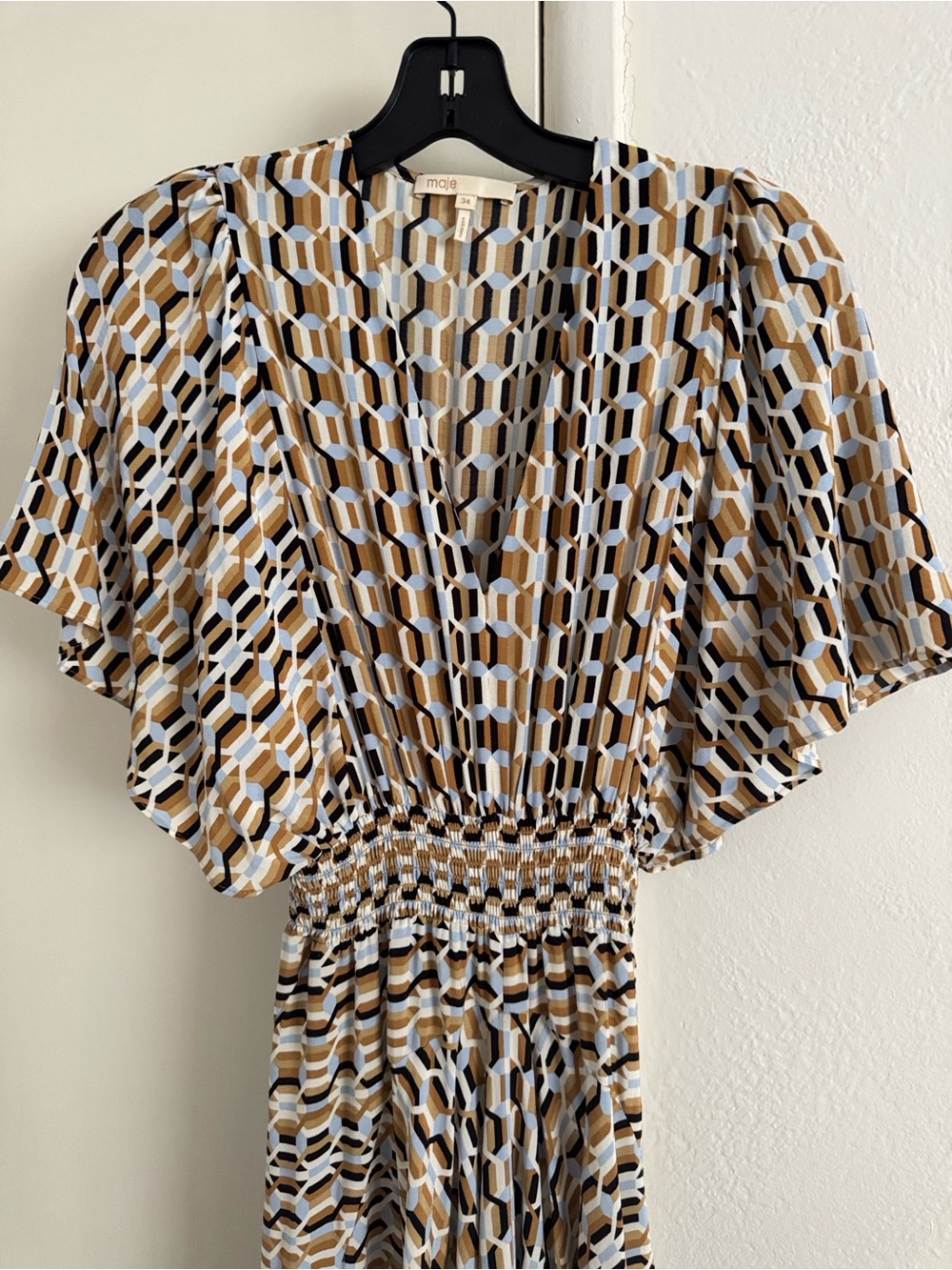Geometric Print Maxi Dress in Neutral Tones